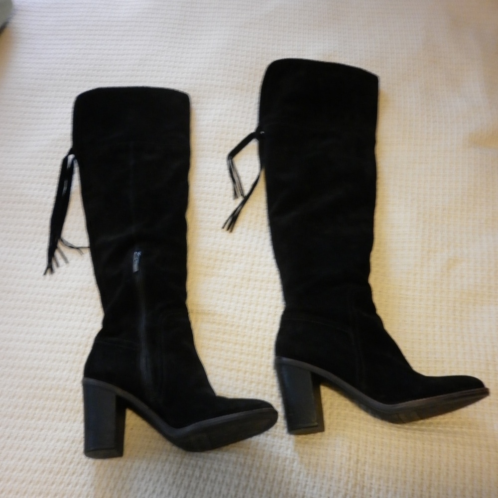 Over knee Franco Sarto black suede boots
